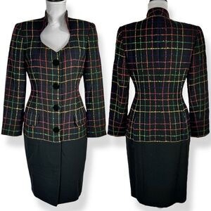 Vintage Bicci Wool Blazer Shirt Dress Size 4 Rainbow Tailored‎ Plaid Union USA